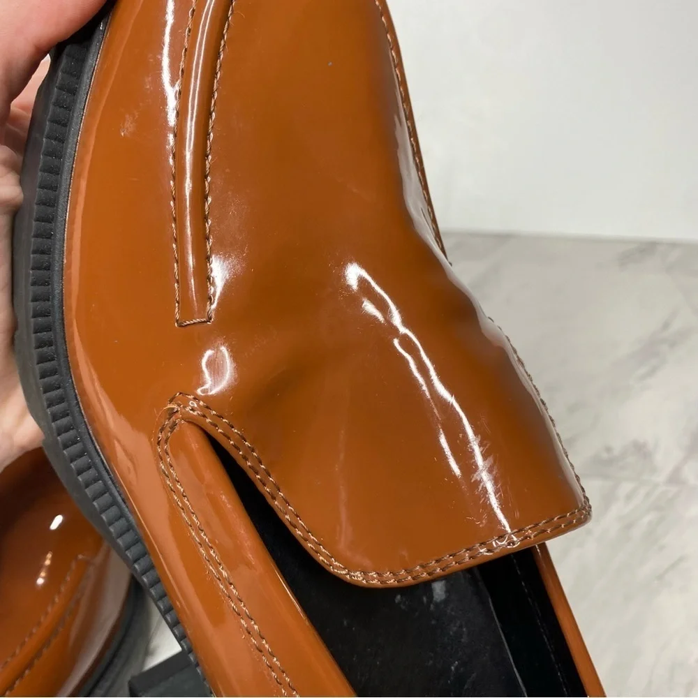 New! Blondo Josie Cognac Patent Heeled Loafer 11